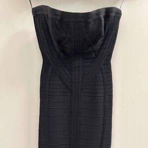 Black Herve Leger Strapless Bandage Dress